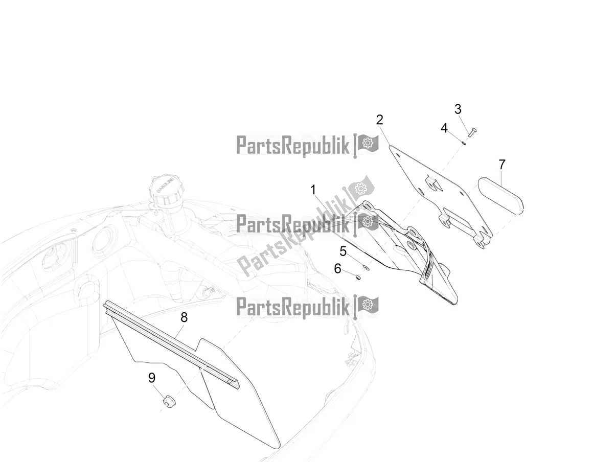 All parts for the Rear Cover - Splash Guard of the Vespa GTS 300 Super Sport USA 2022