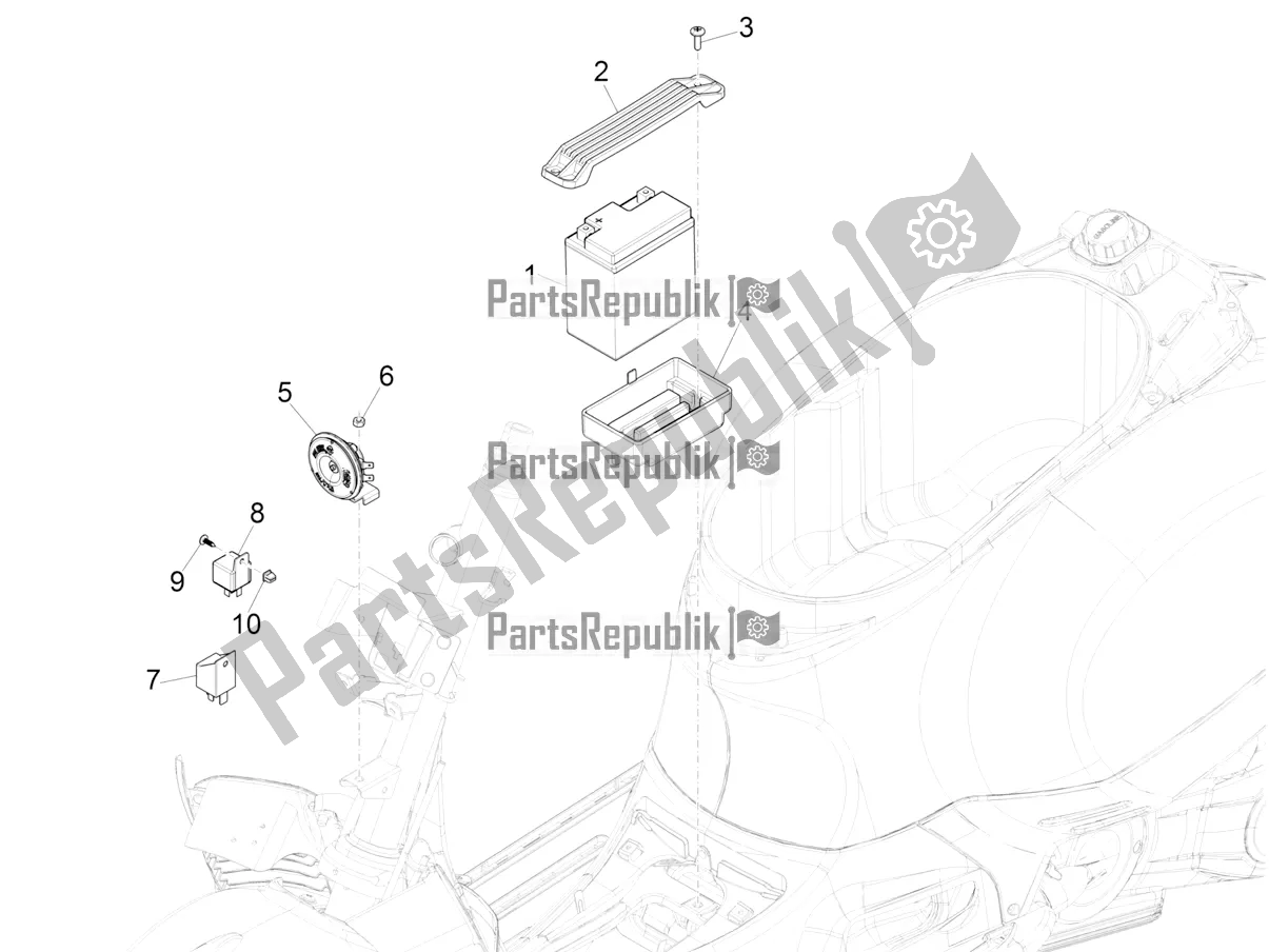 All parts for the Remote Control Switches - Battery - Horn of the Vespa GTS 300 Super Sport USA 2022