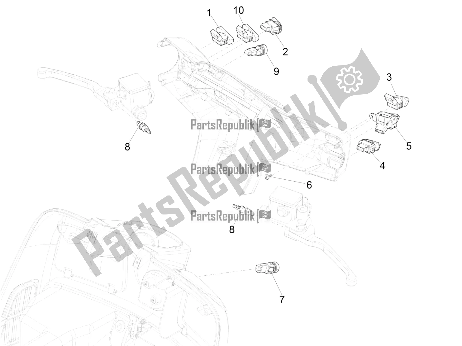 All parts for the Selectors - Switches - Buttons of the Vespa GTS 300 Super Sport USA 2022
