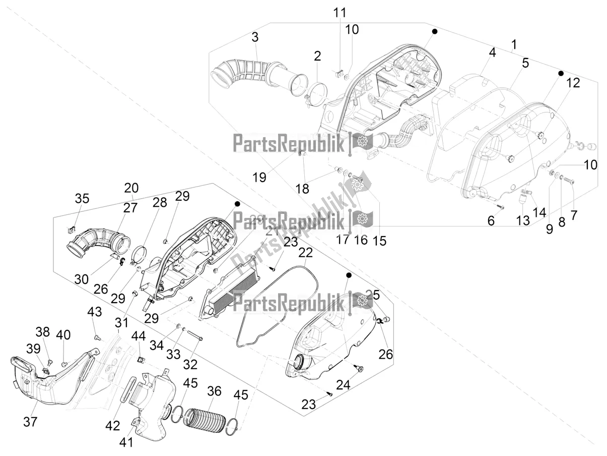 Toutes les pièces pour le Filtre à Air du Vespa GTS 300 Super-Tech IE ABS Apac 2017