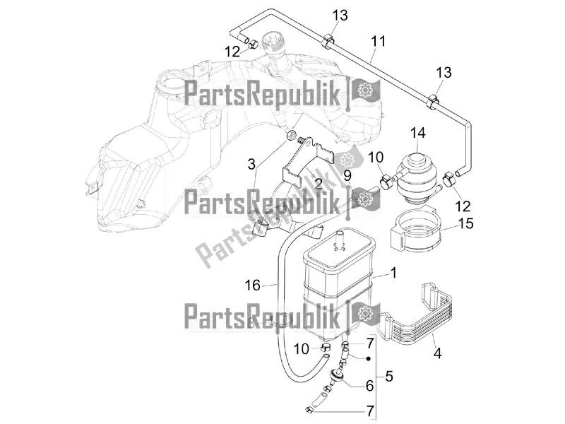 Todas las partes para Sistema Antipercolación de Vespa GTS 300 Super-Tech IE ABS Apac 2017