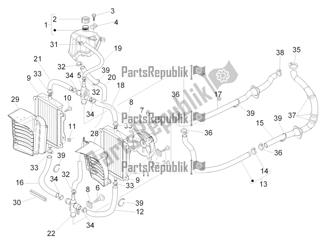 Toutes les pièces pour le Système De Refroidissement du Vespa GTS 300 Super-Tech IE ABS Apac 2017