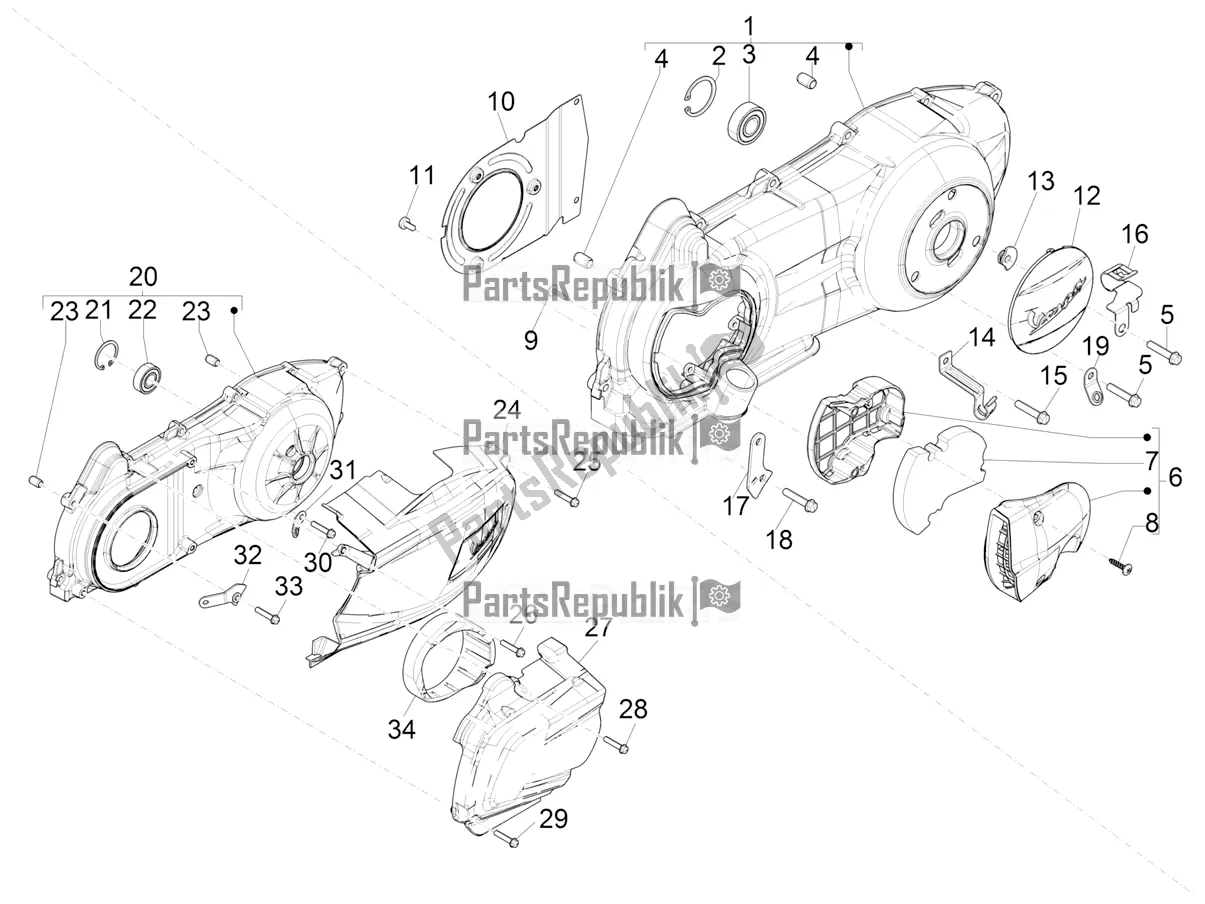 Toutes les pièces pour le Couvercle De Carter - Refroidissement Du Carter du Vespa GTS 300 Super-Tech IE ABS Apac 2017