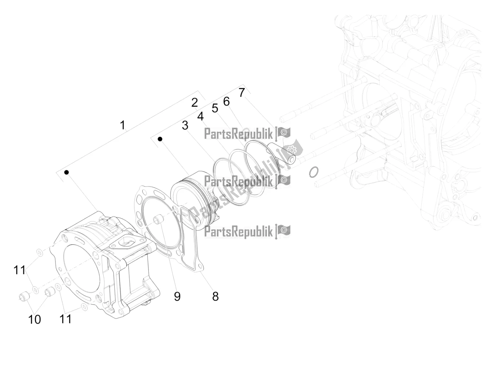 Toutes les pièces pour le Unité Cylindre-piston-axe De Poignet du Vespa GTS 300 Super-Tech IE ABS Apac 2017