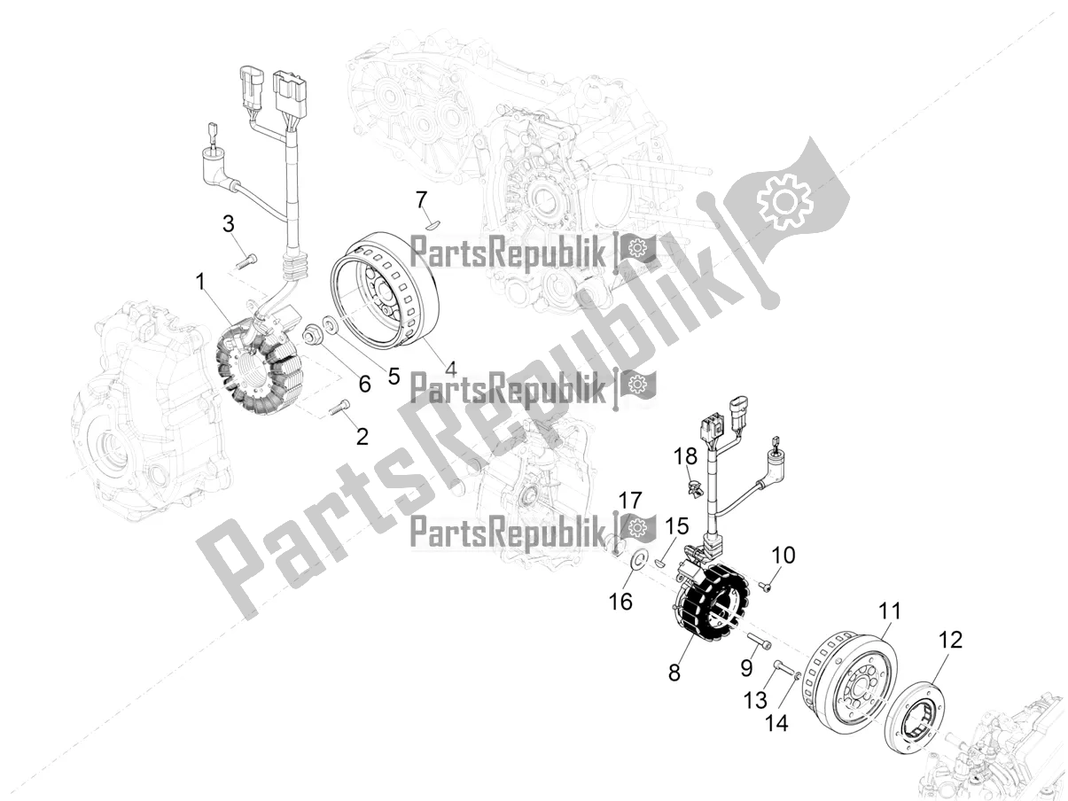 All parts for the Flywheel Magneto of the Vespa GTS 300 Super-Tech IE ABS Apac 2017