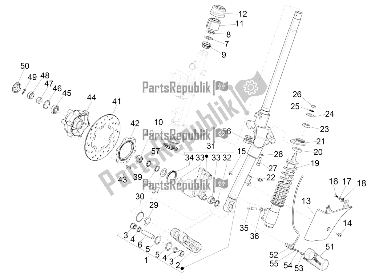 Todas las partes para Horquilla / Tubo De Dirección - Unidad De Rodamiento De Dirección de Vespa GTS 300 Super-Tech IE ABS Apac 2017
