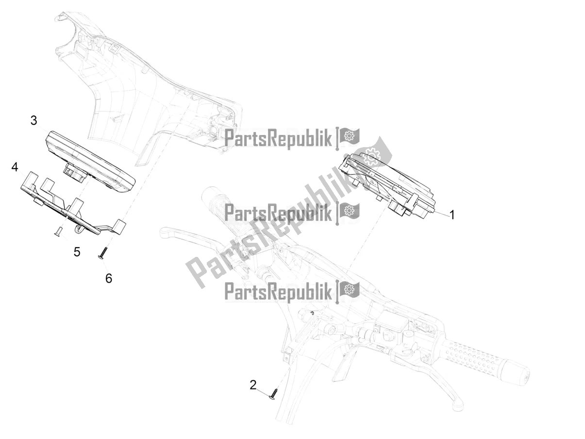 Todas las partes para Combinación De Medidor - Cruscotto de Vespa GTS 300 Super-Tech IE ABS Apac 2017