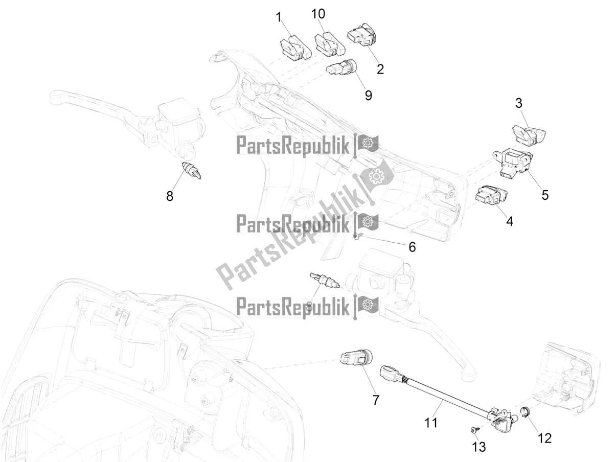 Todas las partes para Selectores - Interruptores - Botones de Vespa GTS 300 Super-Tech IE ABS Apac 2017