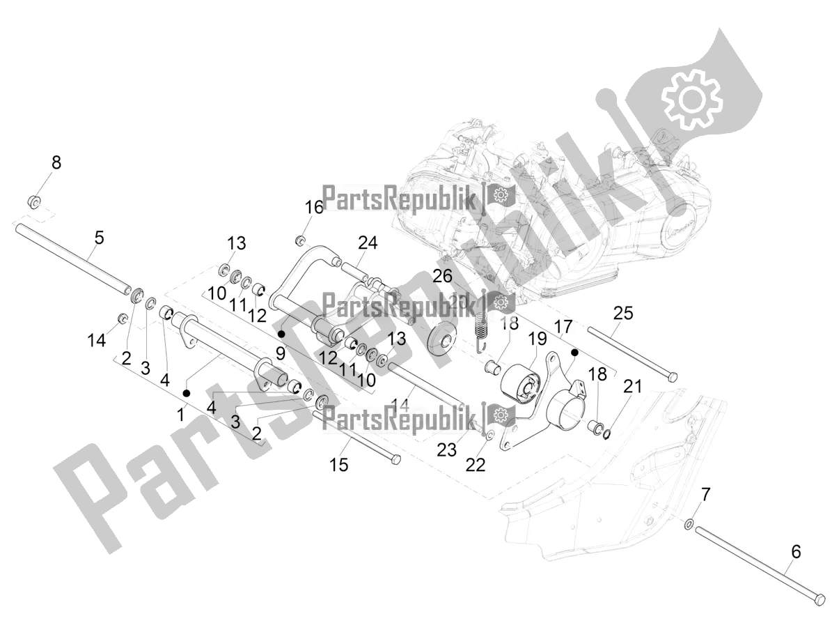 Todas las partes para Brazo Oscilante de Vespa GTS 300 Super-Tech IE ABS Apac 2017