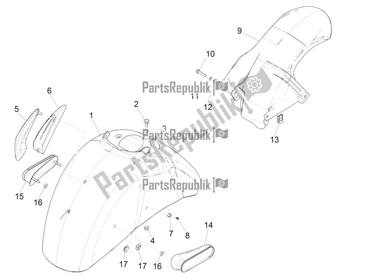 Toutes les pièces pour le Logement De Roue - Garde-boue du Vespa GTS 300 Super-Tech IE ABS Apac 2017