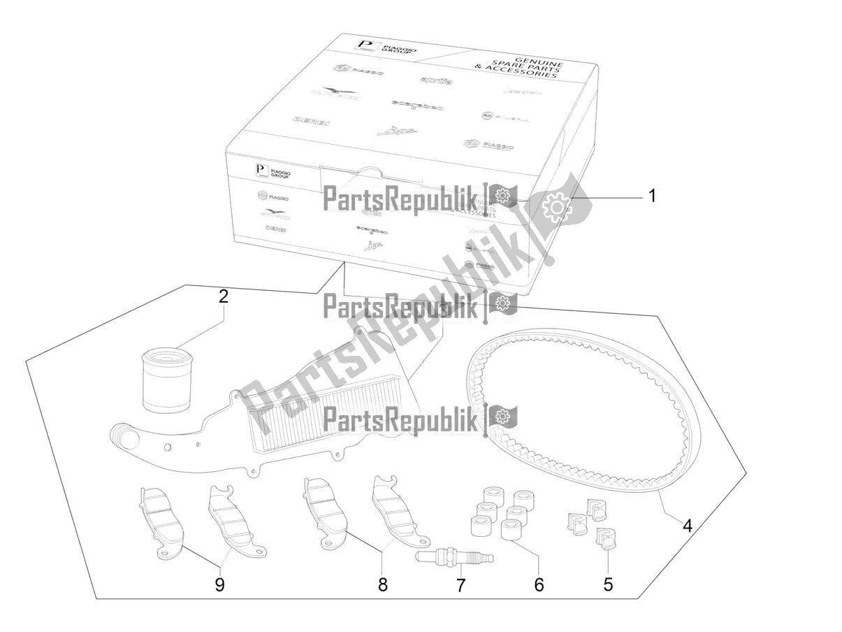 Toutes les pièces pour le Complete Wear And Maintenance Kit du Vespa GTS 300 Super-Tech IE ABS Apac 2018