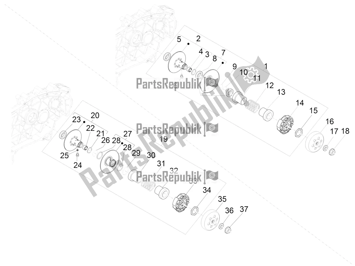 Toutes les pièces pour le Poulie Menée du Vespa GTS 300 Super-Tech IE ABS Apac 2018