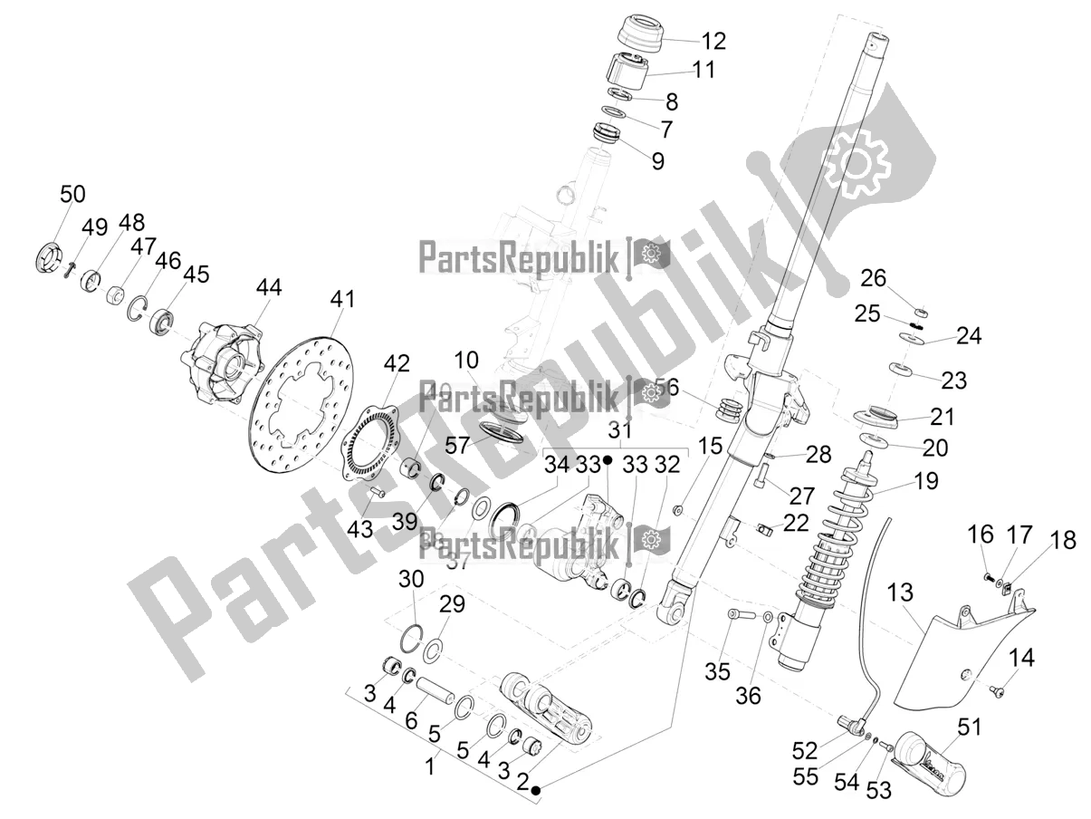 Todas las partes para Horquilla / Tubo De Dirección - Unidad De Rodamiento De Dirección de Vespa GTS 300 Super-Tech IE ABS Apac 2018