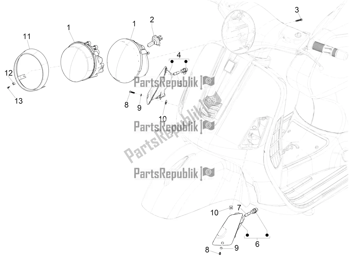 Todas las partes para Faros Delanteros - Luces Intermitentes de Vespa GTS 300 Super-Tech IE ABS Apac 2018