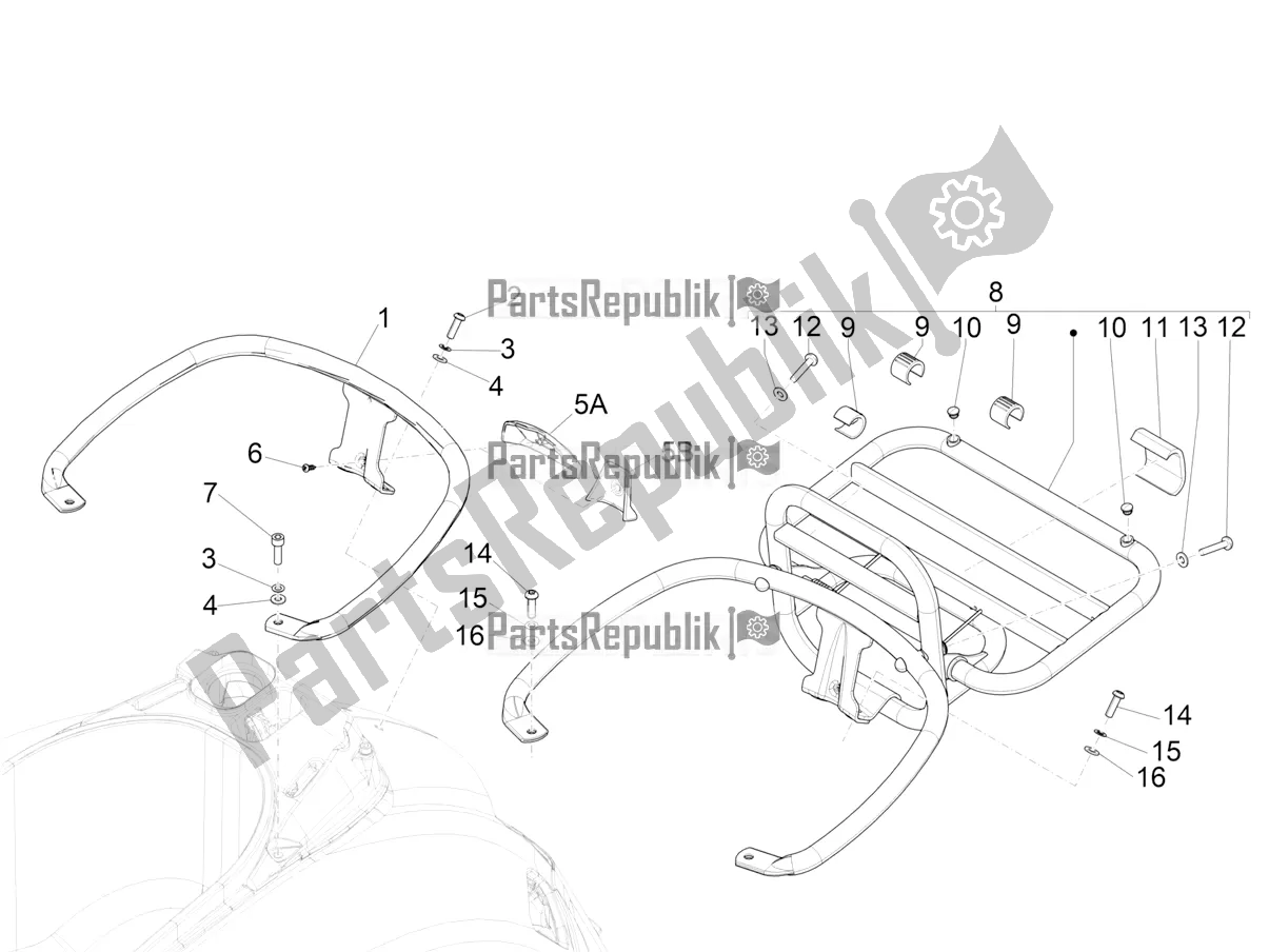 Toutes les pièces pour le Porte-bagages Arrière du Vespa GTS 300 Super-Tech IE ABS Apac 2018