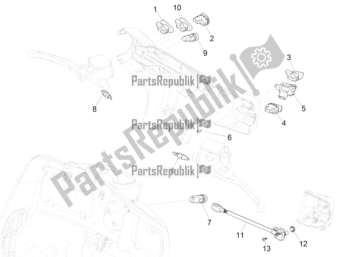 All parts for the Selectors - Switches - Buttons of the Vespa GTS 300 Super-Tech IE ABS Apac 2018