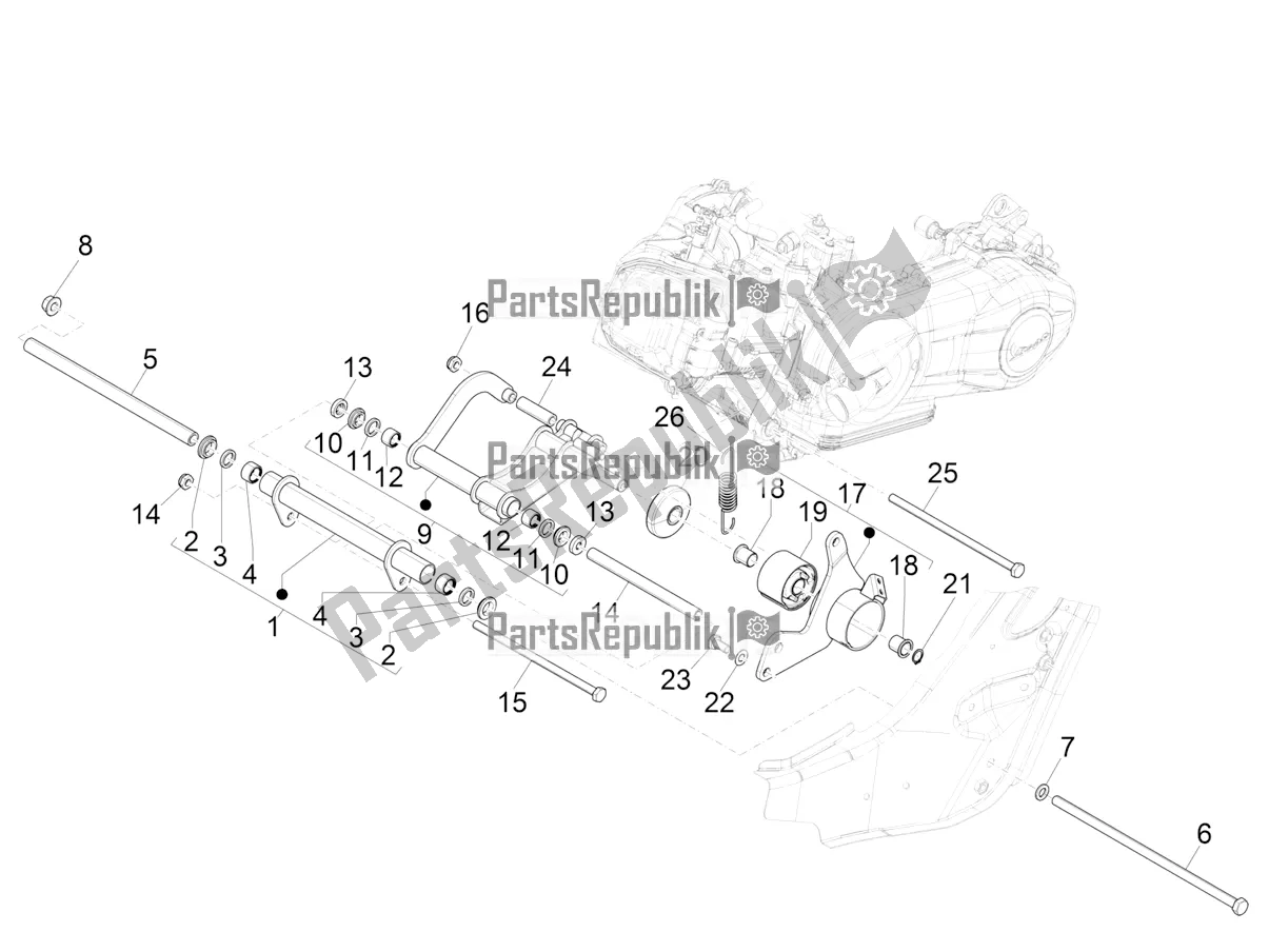 Toutes les pièces pour le Bras Oscillant du Vespa GTS 300 Super-Tech IE ABS Apac 2018