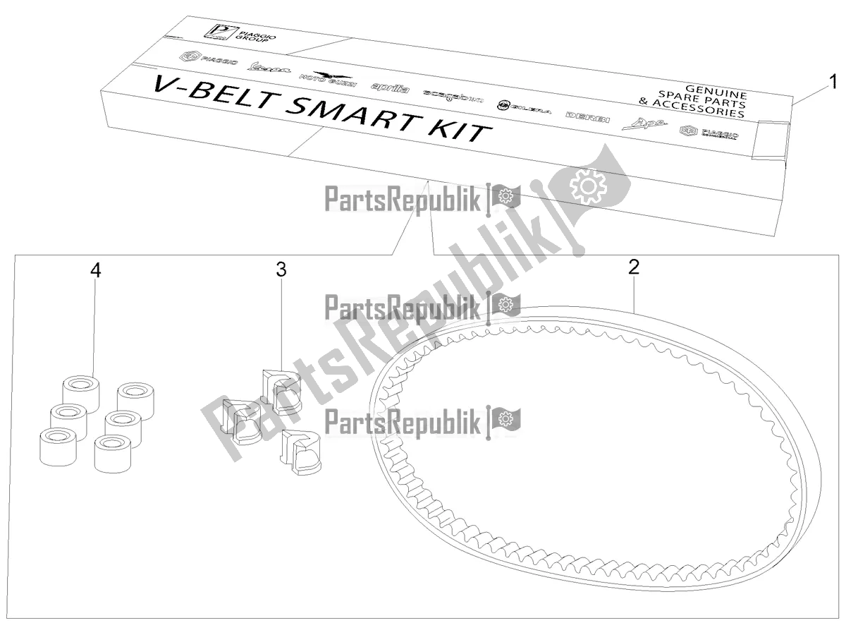 Toutes les pièces pour le Transmission Kit du Vespa GTS 300 Super-Tech IE ABS Apac 2018