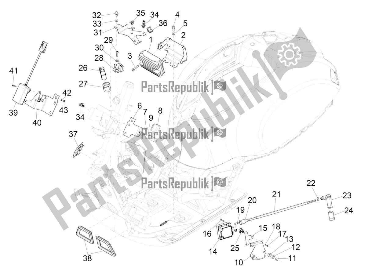 Toutes les pièces pour le Régulateurs De Tension - Unités De Commande électronique (ecu) - H. T. Bobine du Vespa GTS 300 Super-Tech IE ABS Apac 2018