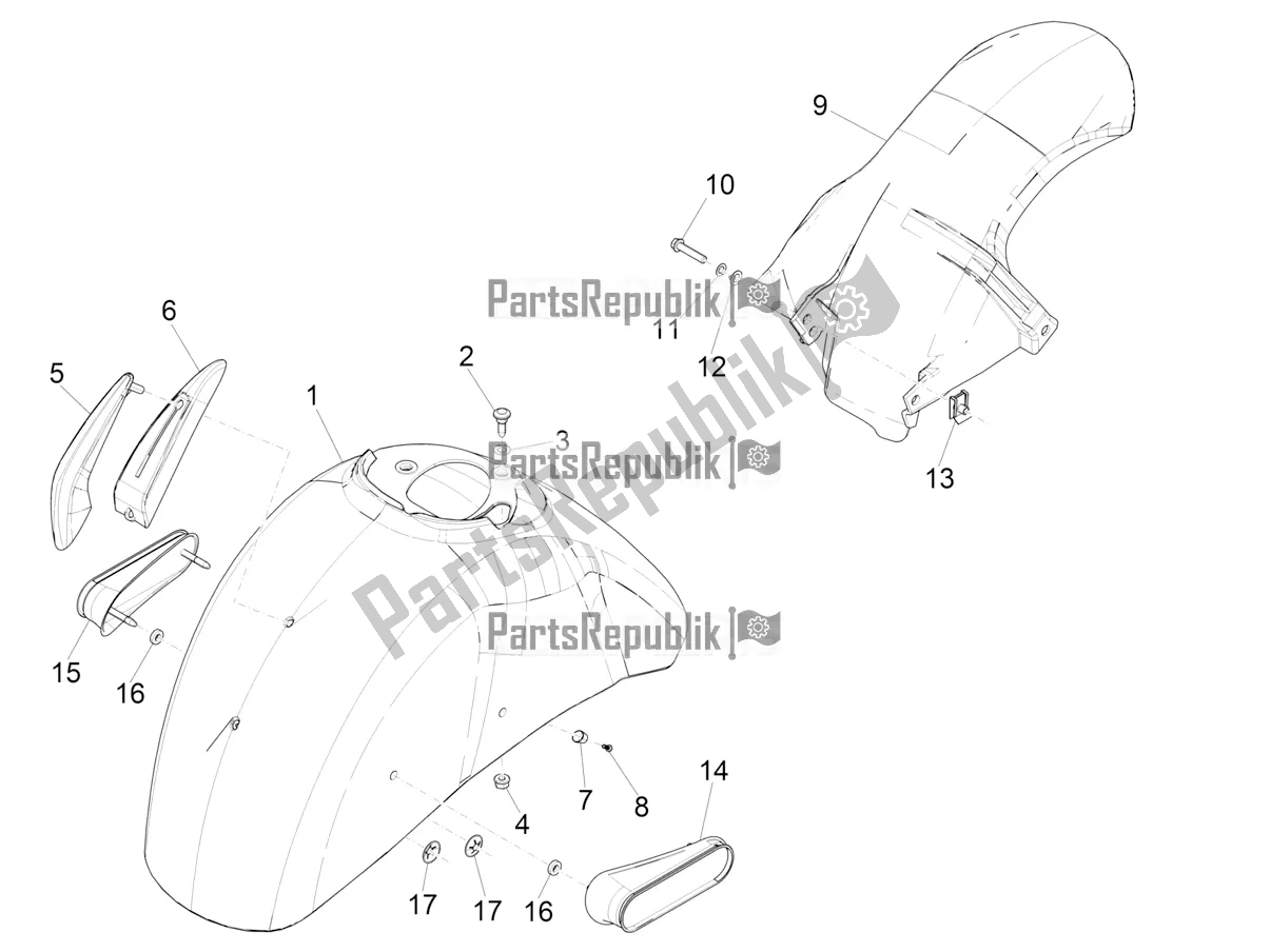 All parts for the Wheel Huosing - Mudguard of the Vespa GTS 300 Super-Tech IE ABS Apac 2018