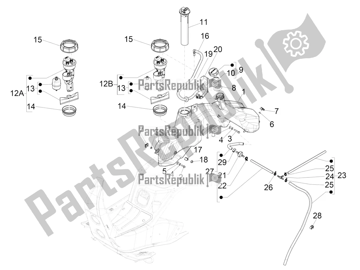 Toutes les pièces pour le Réservoir D'essence du Vespa GTS 300 Super-Tech IE ABS Apac 2019