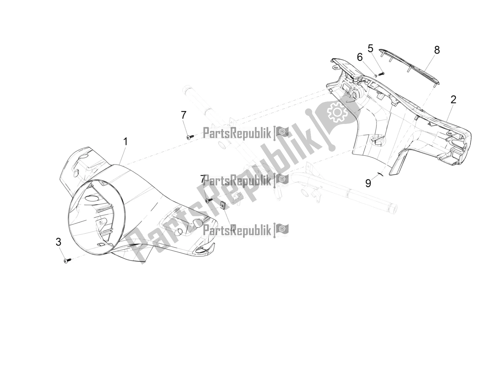 Toutes les pièces pour le Couvertures De Guidon du Vespa GTS 300 Super-Tech IE ABS Apac 2019