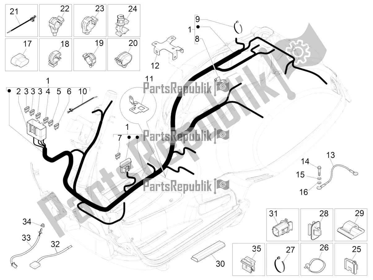 Tutte le parti per il Cablaggio Principale del Vespa GTS 300 Super-Tech IE ABS Apac 2019