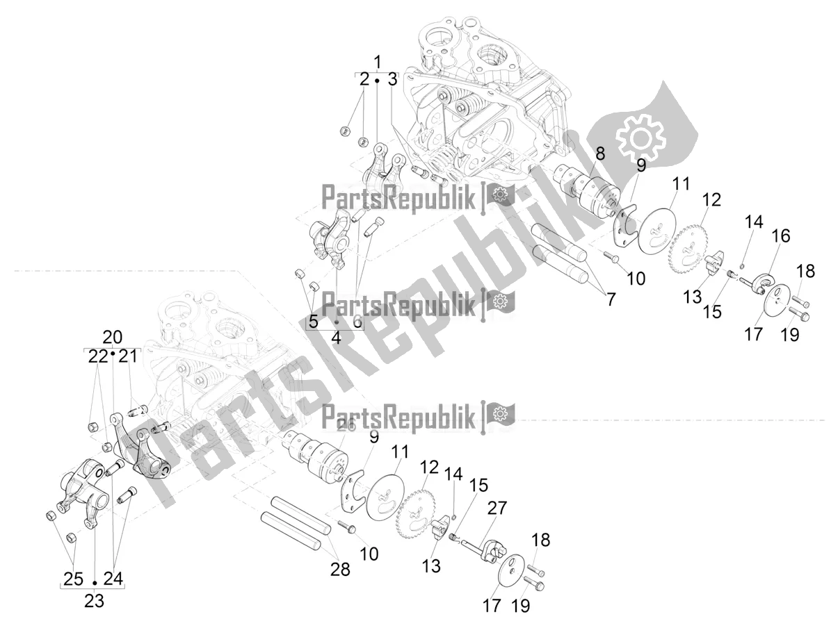 Toutes les pièces pour le Leviers à Bascule Support Unité du Vespa GTS 300 Super-Tech IE ABS Apac 2019