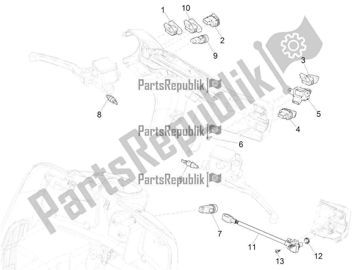All parts for the Selectors - Switches - Buttons of the Vespa GTS 300 Super-Tech IE ABS Apac 2019