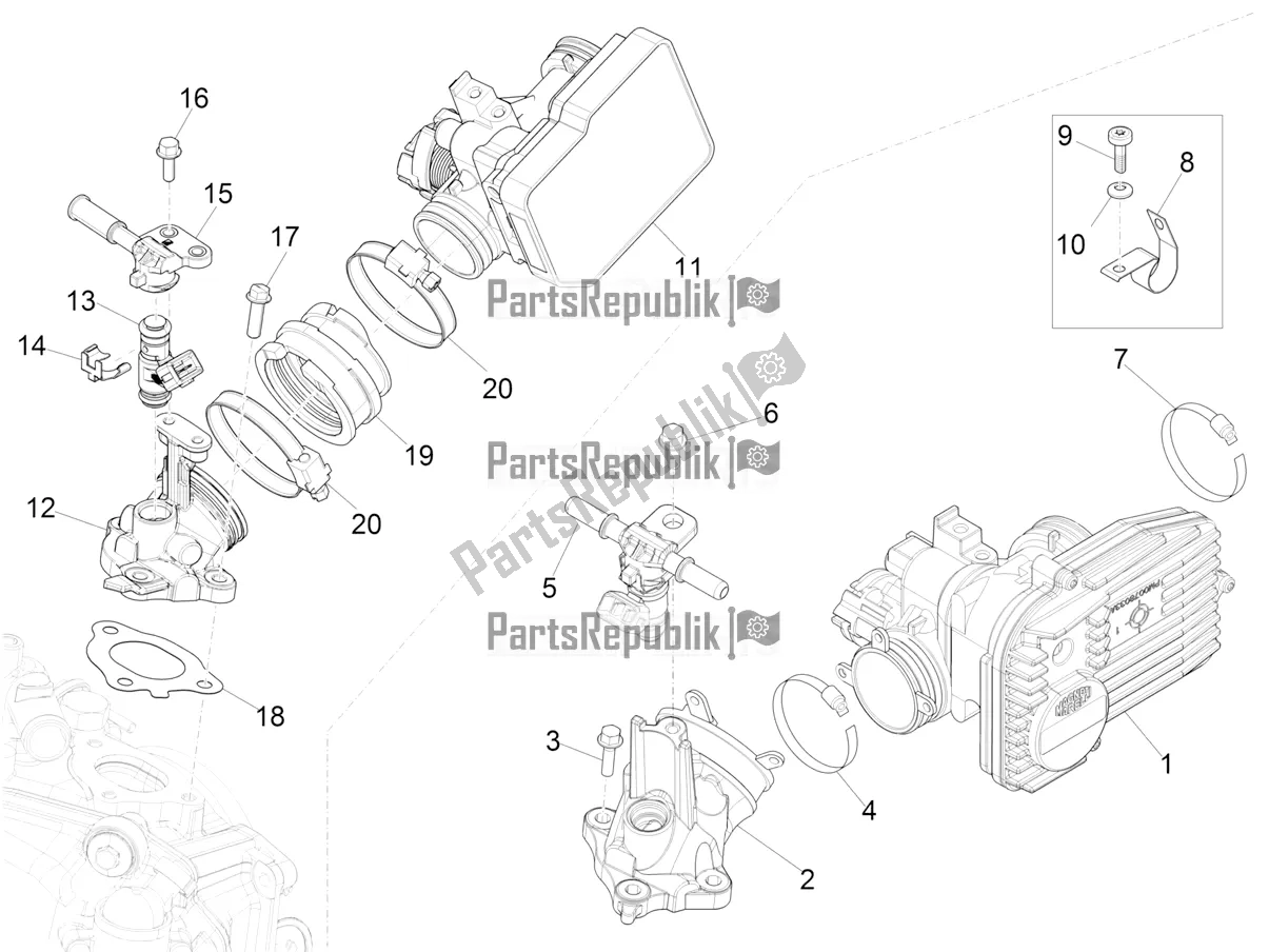 Wszystkie części do Throttle Body - Injector - Induction Joint Vespa GTS 300 Super-Tech IE ABS Apac 2019