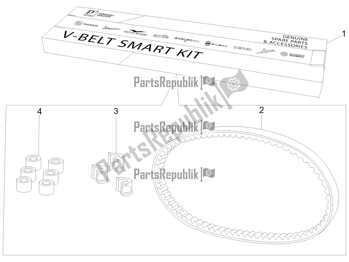 All parts for the Transmission Kit of the Vespa GTS 300 Super-Tech IE ABS Apac 2019