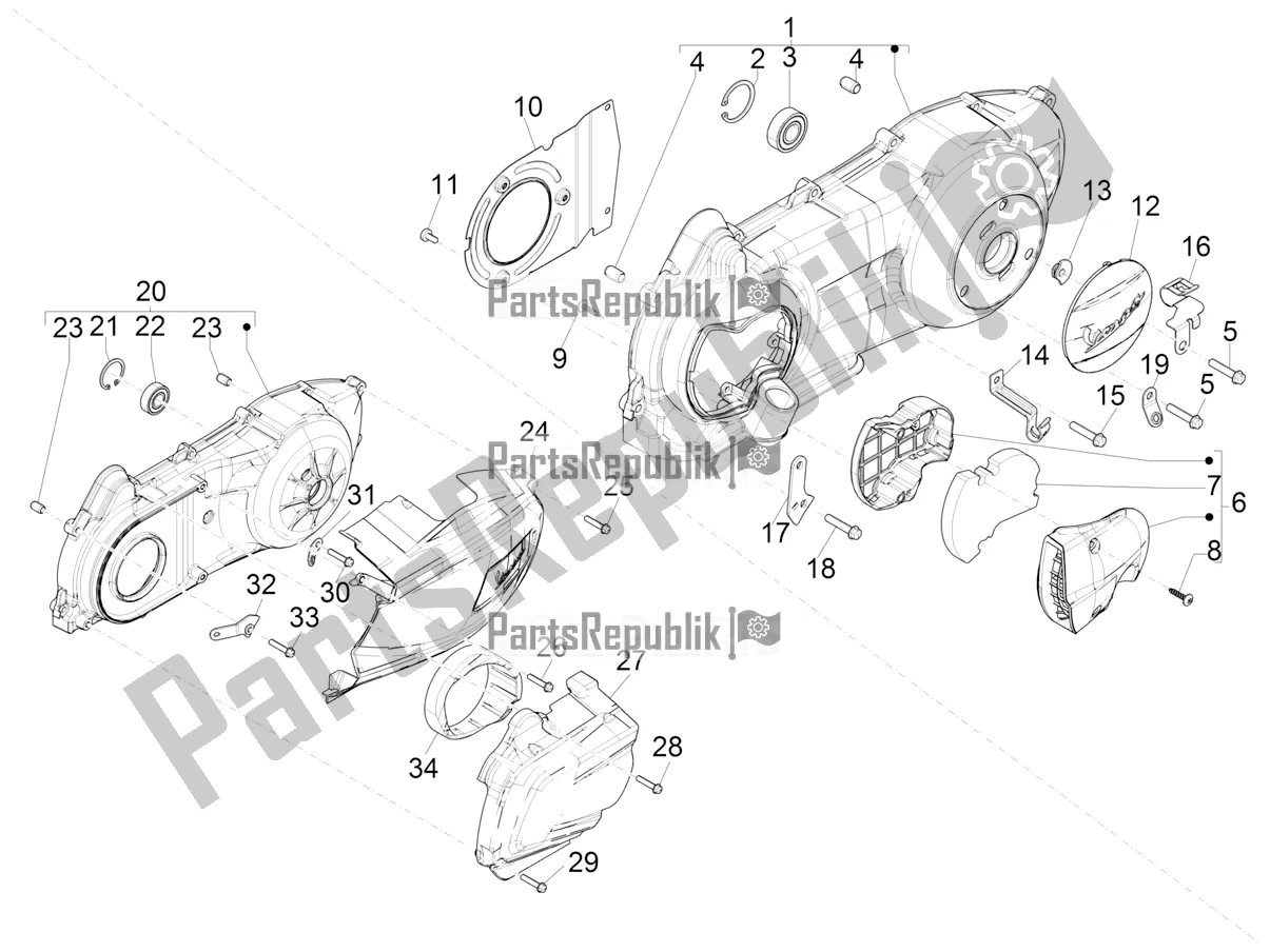 Toutes les pièces pour le Couvercle De Carter - Refroidissement Du Carter du Vespa GTS 300 Super-Tech IE ABS Apac 2020