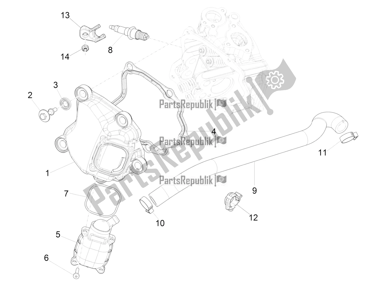 Todas las partes para Cubierta De Tapa De Cilindro de Vespa GTS 300 Super-Tech IE ABS Apac 2020