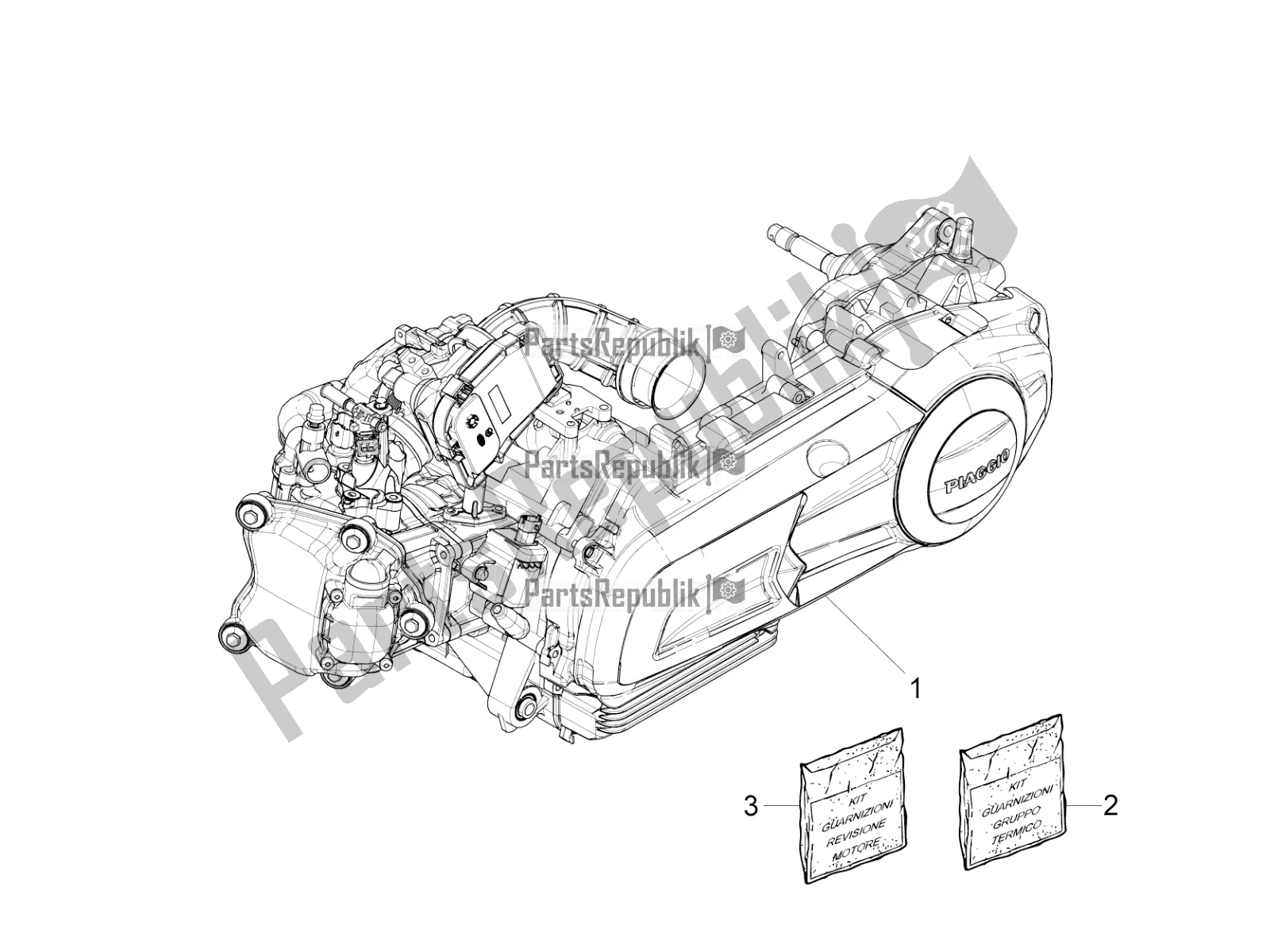 Toutes les pièces pour le Moteur, Assemblage du Vespa GTS 300 Super-Tech IE ABS Apac 2020