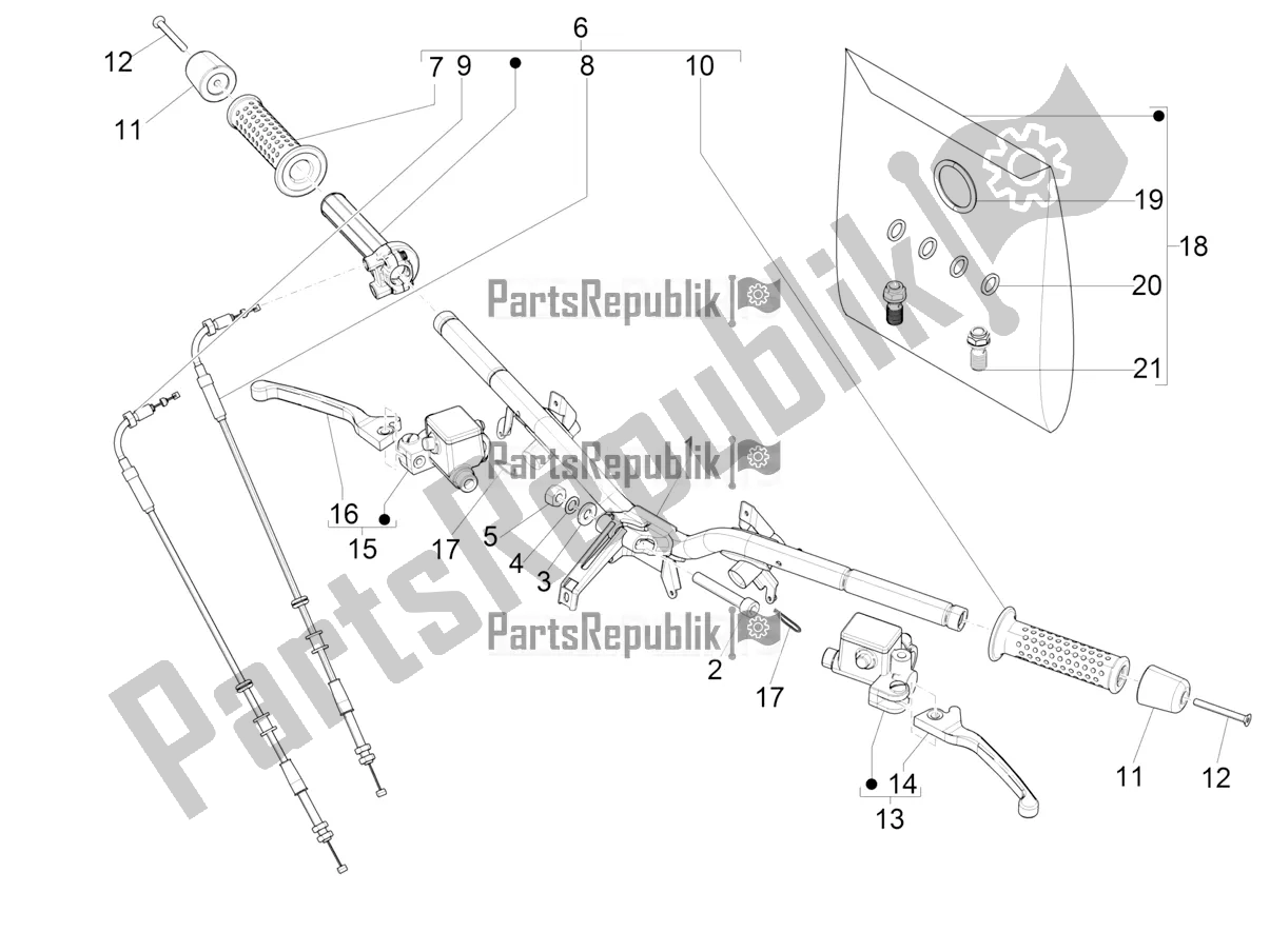 Todas las partes para Manillar - Master Cil. De Vespa GTS 300 Super-Tech IE ABS Apac 2020