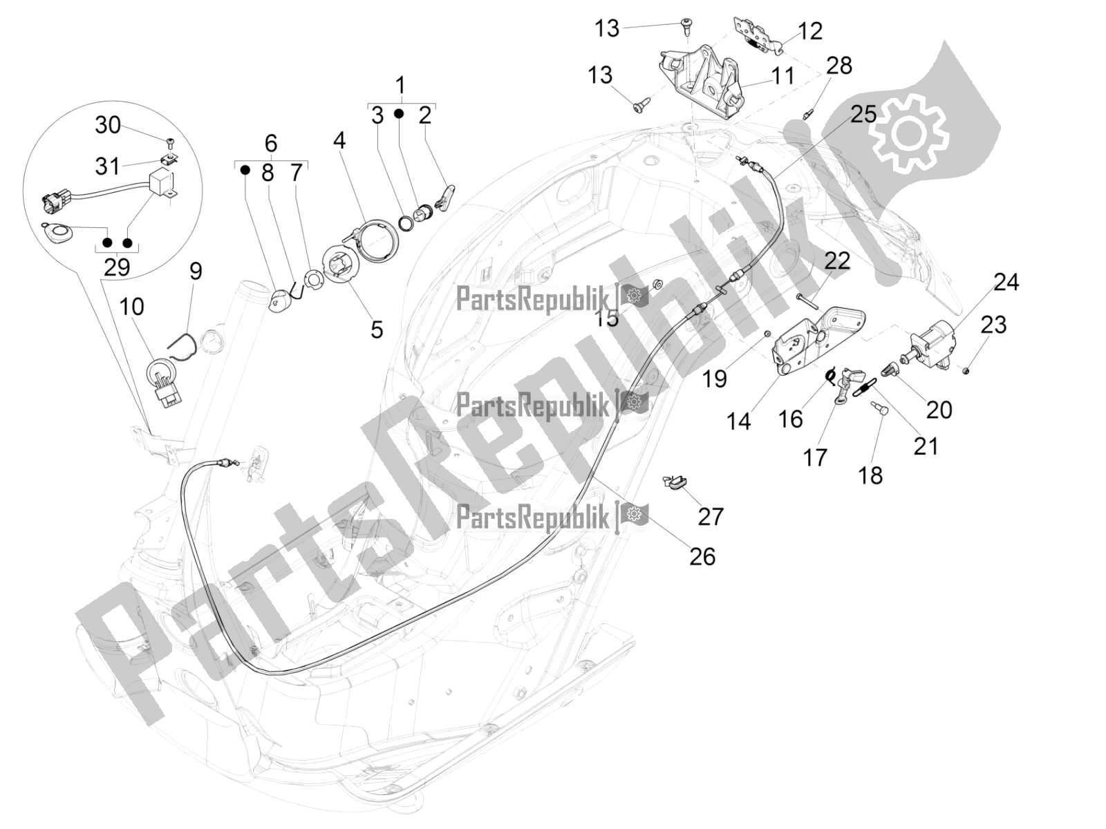 All parts for the Locks of the Vespa GTS 300 Super-Tech IE ABS Apac 2020