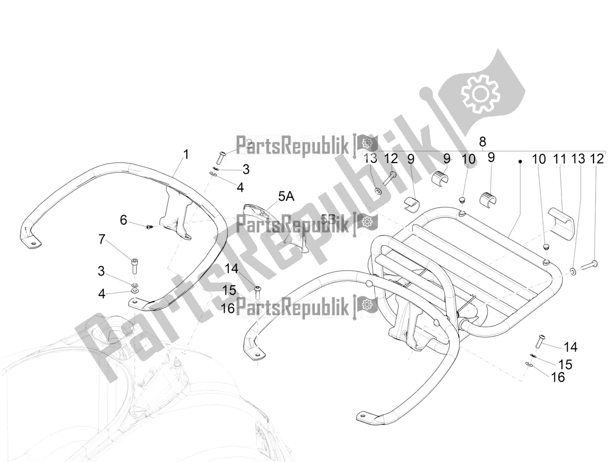 Tutte le parti per il Portapacchi Posteriore del Vespa GTS 300 Super-Tech IE ABS Apac 2020