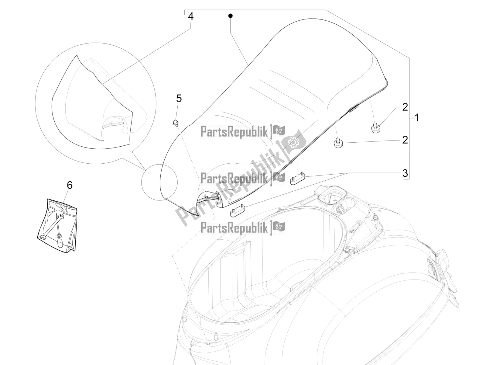 All parts for the Saddle/seats of the Vespa GTS 300 Super-Tech IE ABS Apac 2020