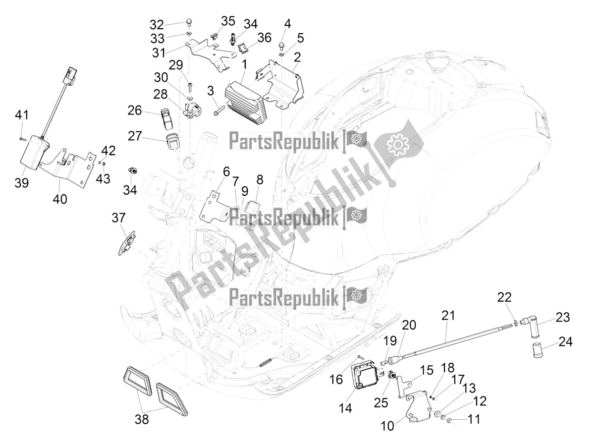 Tutte le parti per il Regolatori Di Tensione - Centraline Elettroniche (ecu) - H. T. Bobina del Vespa GTS 300 Super-Tech IE ABS Apac 2020