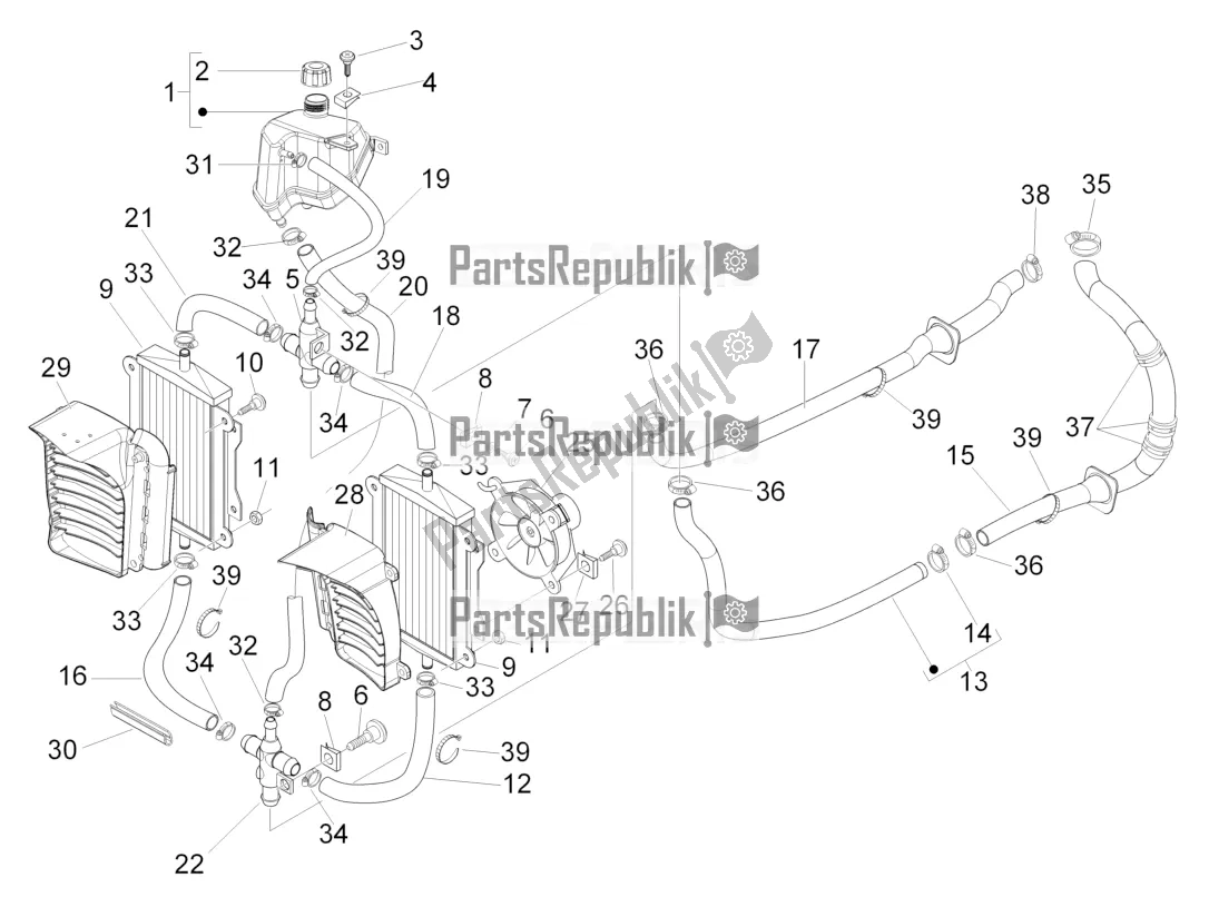 Todas las partes para Sistema De Refrigeración de Vespa GTS 300 Super-Tech IE ABS Apac 2021