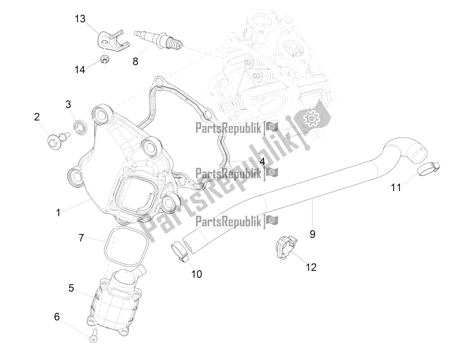 Todas las partes para Cubierta De Tapa De Cilindro de Vespa GTS 300 Super-Tech IE ABS Apac 2021