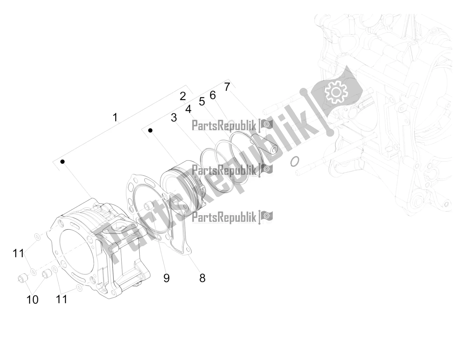 Todas las partes para Unidad De Pasador Cilindro-pistón-muñeca de Vespa GTS 300 Super-Tech IE ABS Apac 2021