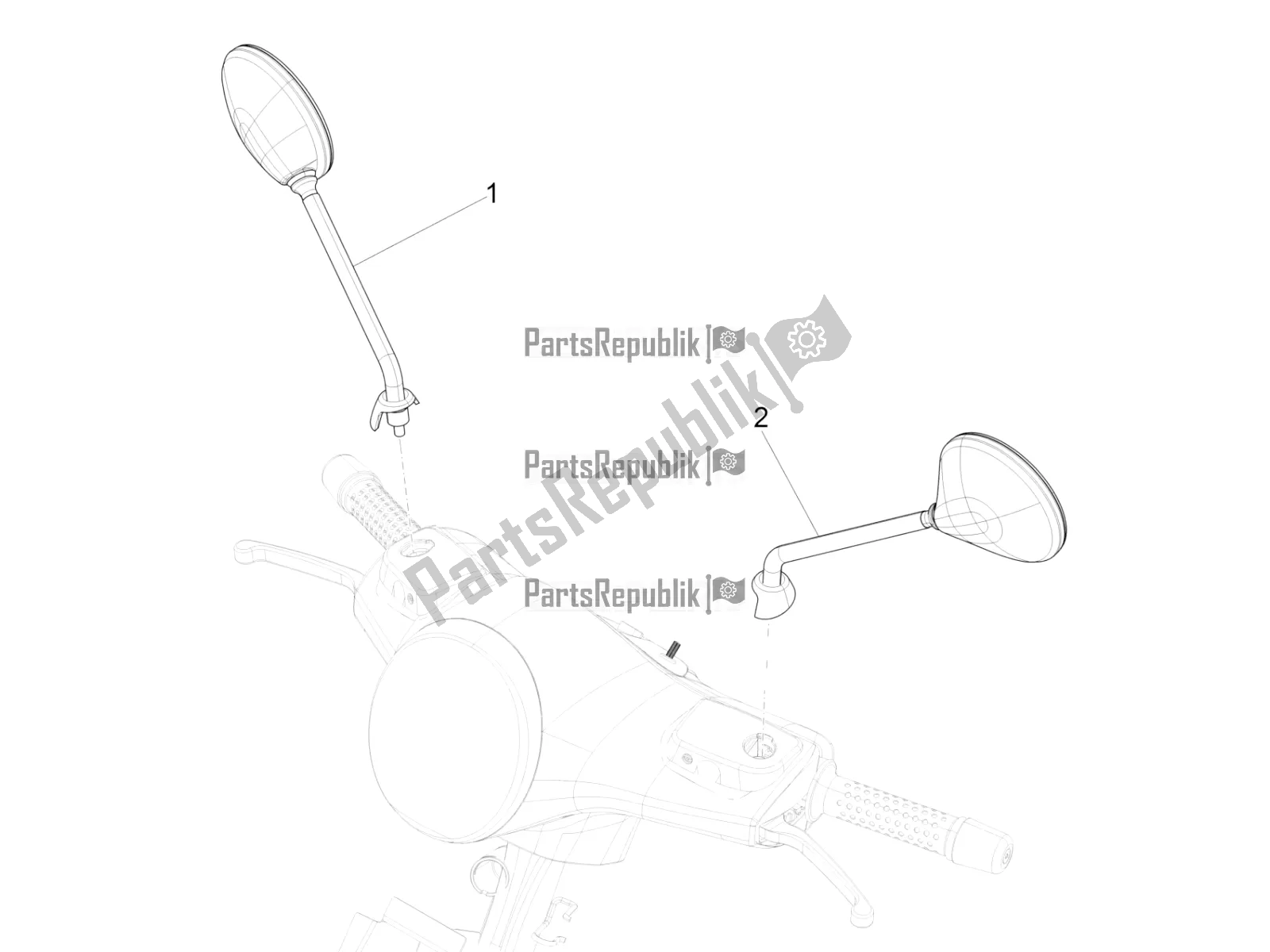 All parts for the Driving Mirror/s of the Vespa GTS 300 Super-Tech IE ABS Apac 2021