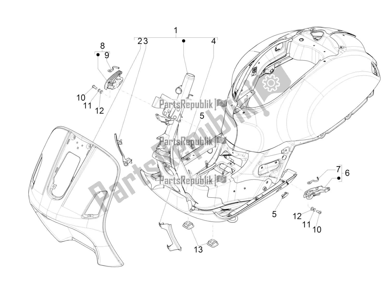 Todas las partes para Marco / Carrocería de Vespa GTS 300 Super-Tech IE ABS Apac 2021