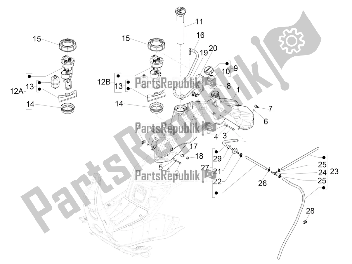 Toutes les pièces pour le Réservoir D'essence du Vespa GTS 300 Super-Tech IE ABS Apac 2021