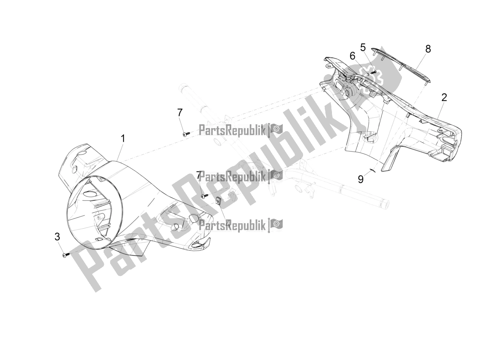 Todas las partes para Coberturas De Manillar de Vespa GTS 300 Super-Tech IE ABS Apac 2021