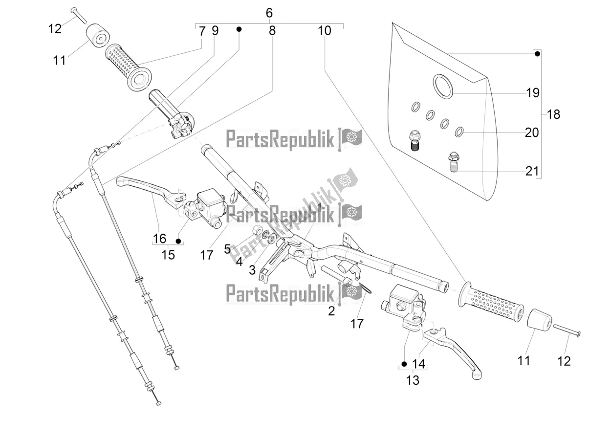 Toutes les pièces pour le Guidon - Master Cil. Du Vespa GTS 300 Super-Tech IE ABS Apac 2021