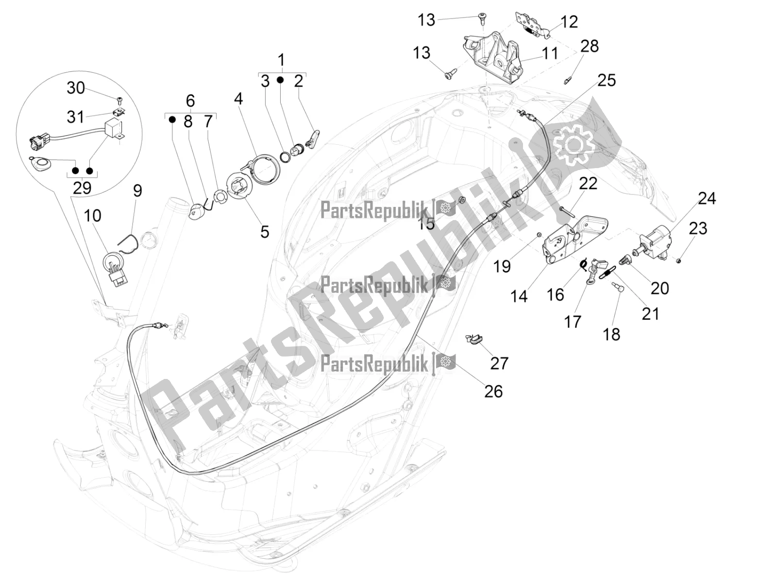 Toutes les pièces pour le Serrures du Vespa GTS 300 Super-Tech IE ABS Apac 2021