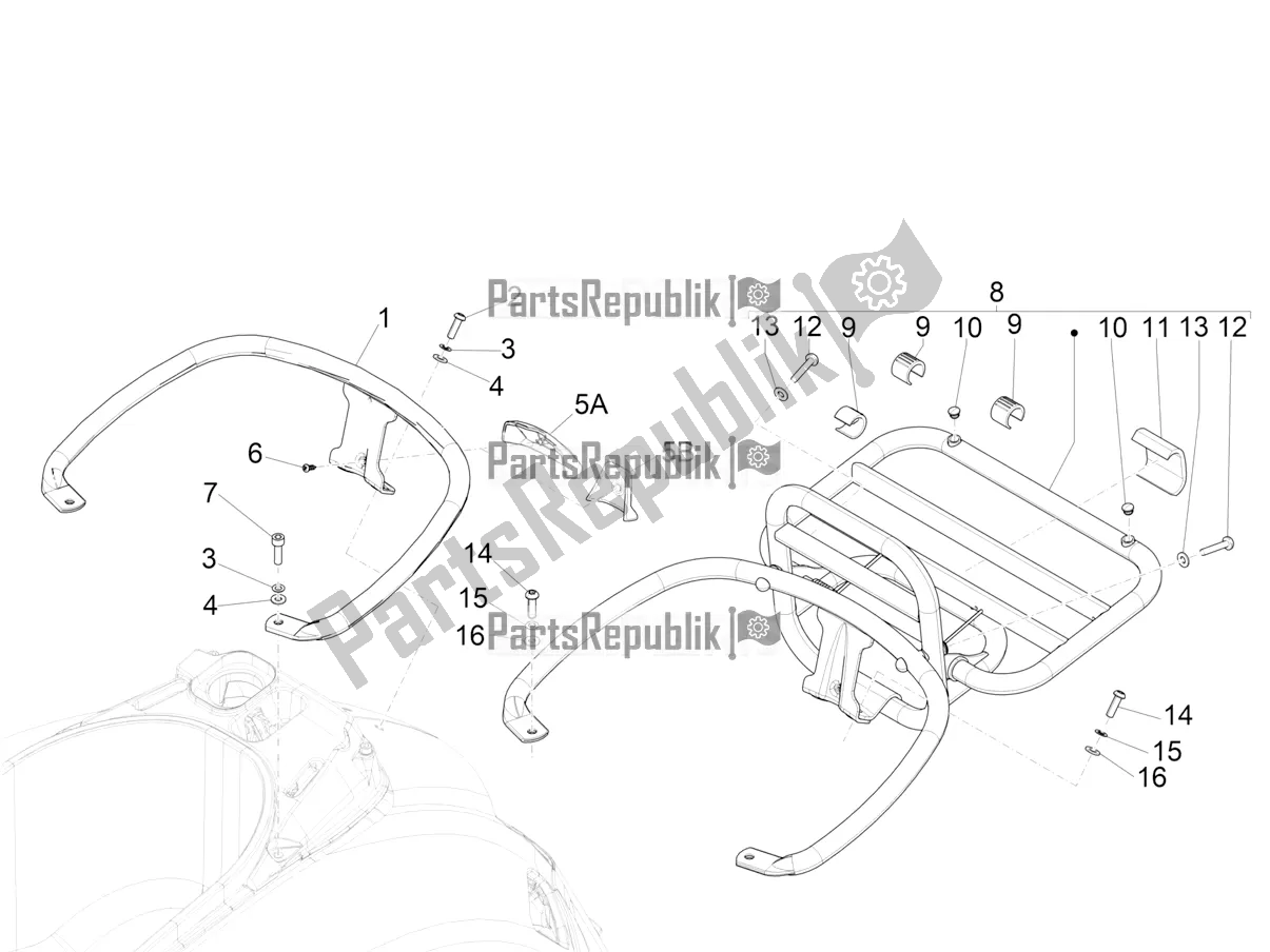 Toutes les pièces pour le Porte-bagages Arrière du Vespa GTS 300 Super-Tech IE ABS Apac 2021