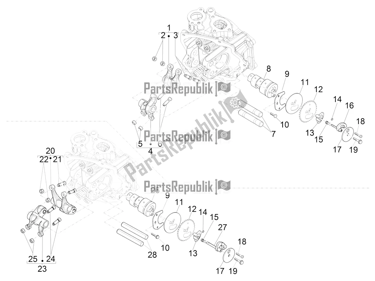 Toutes les pièces pour le Leviers à Bascule Support Unité du Vespa GTS 300 Super-Tech IE ABS Apac 2021